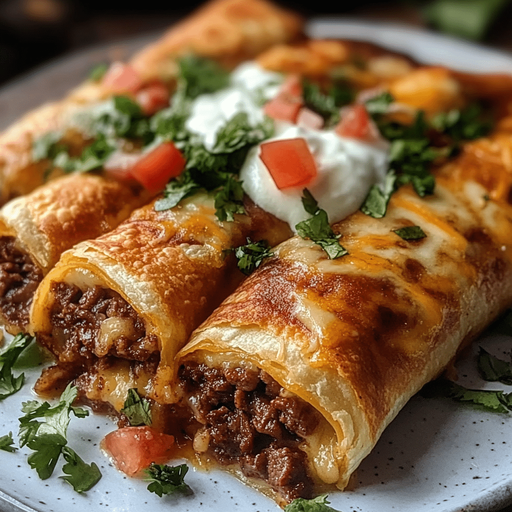 Crispy Beef and Cheese Chimichangas