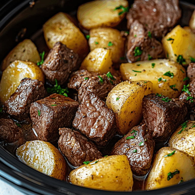 Crockpot Steak Bites and Potatoes