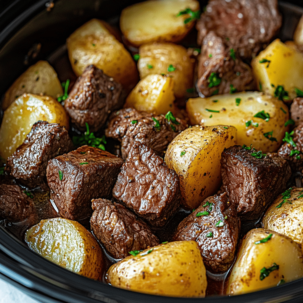Crockpot Steak Bites and Potatoes