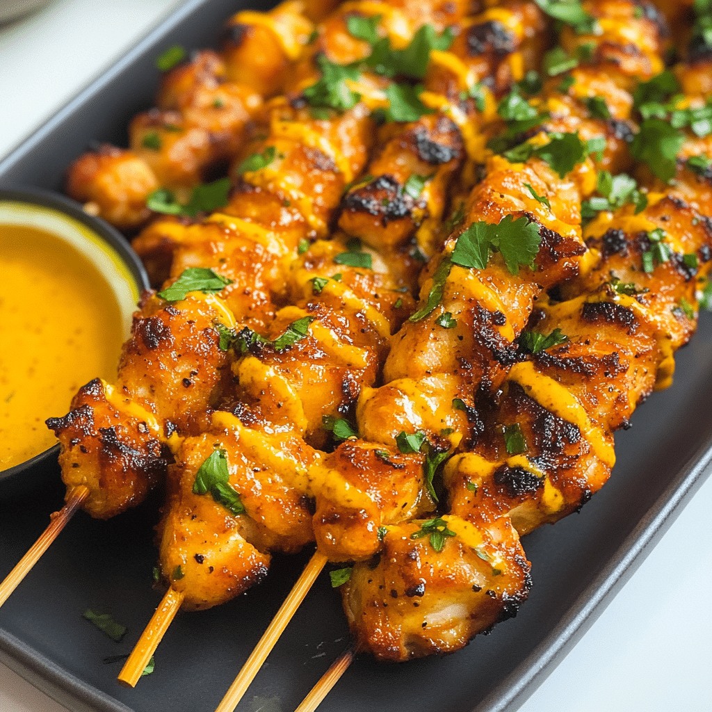 Easy Bang Bang Chicken Skewers