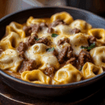Cheesesteak Tortellini in Rich Provolone Sauce