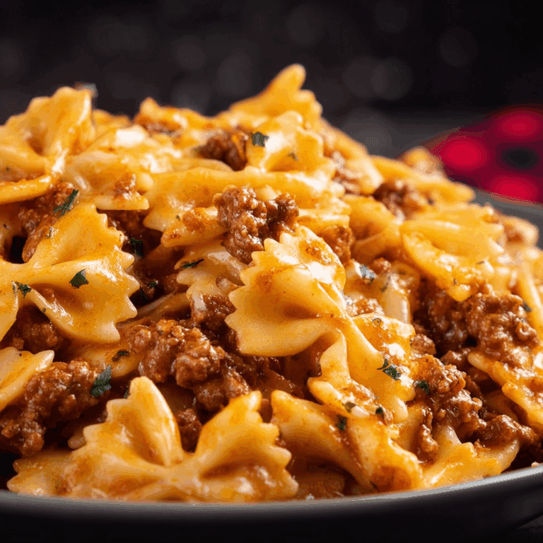 Cheesy Beef Bowtie Pasta