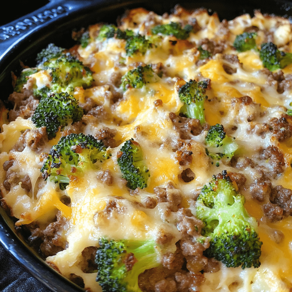 Cheesy Ground Beef and Broccoli Casserole