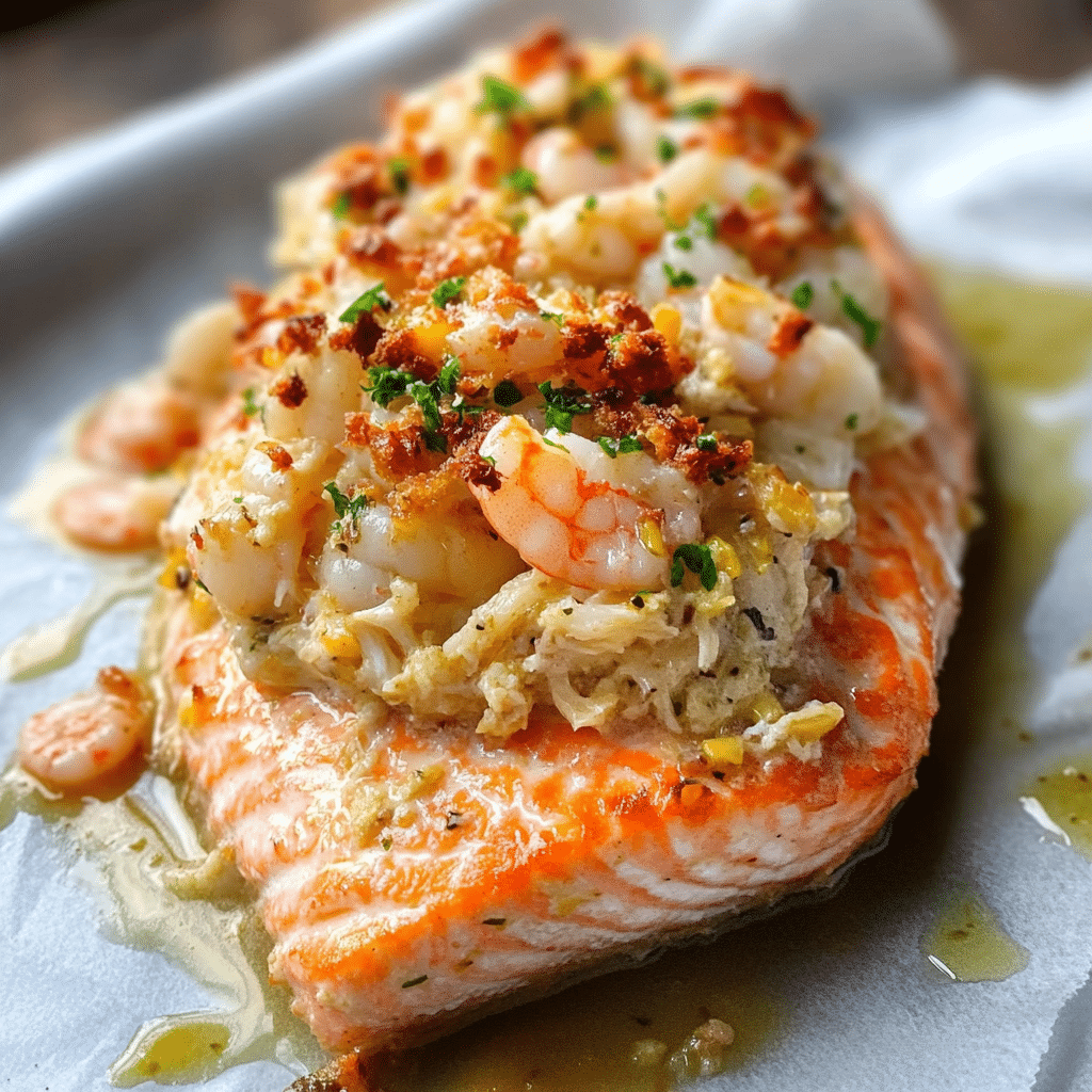 Crab and Shrimp Stuffed Salmon