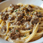 Creamy Garlic Beef Pasta