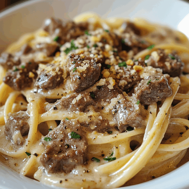 Creamy Garlic Beef Pasta