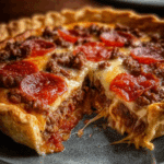 Deep Hamburger Sausage & Pepperoni Pie