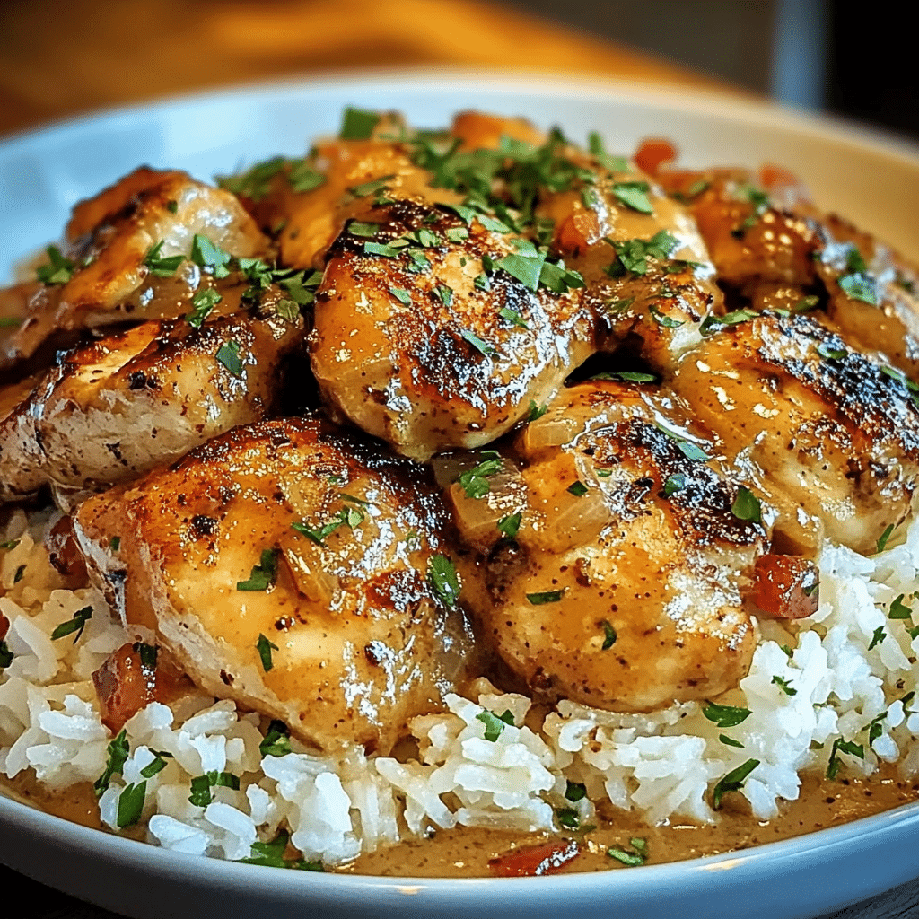 Savory Smothered Chicken and Rice
