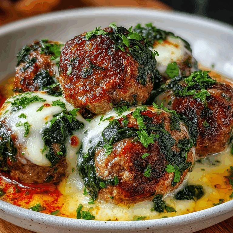 Spinach Garlic Meatballs with Mozzarella