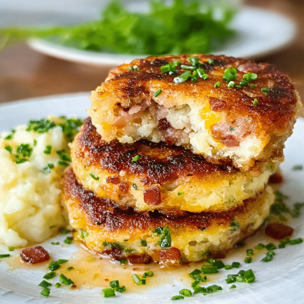Bacon Cheddar Patty Cakes with Leftover Mashed Potatoes