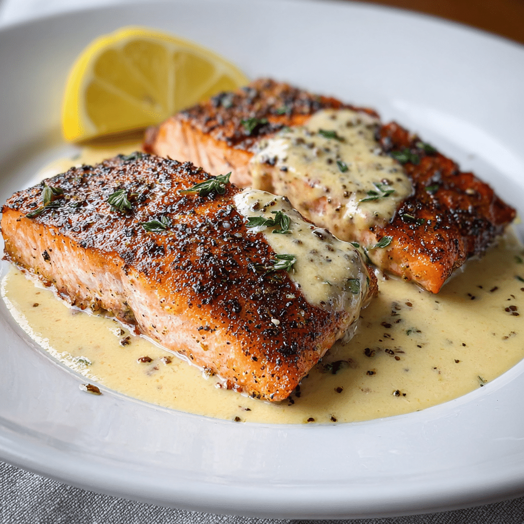 Blackened Salmon with Creamy Dijon Sauce