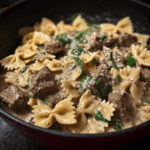 Creamy Beef and Bowtie Pasta