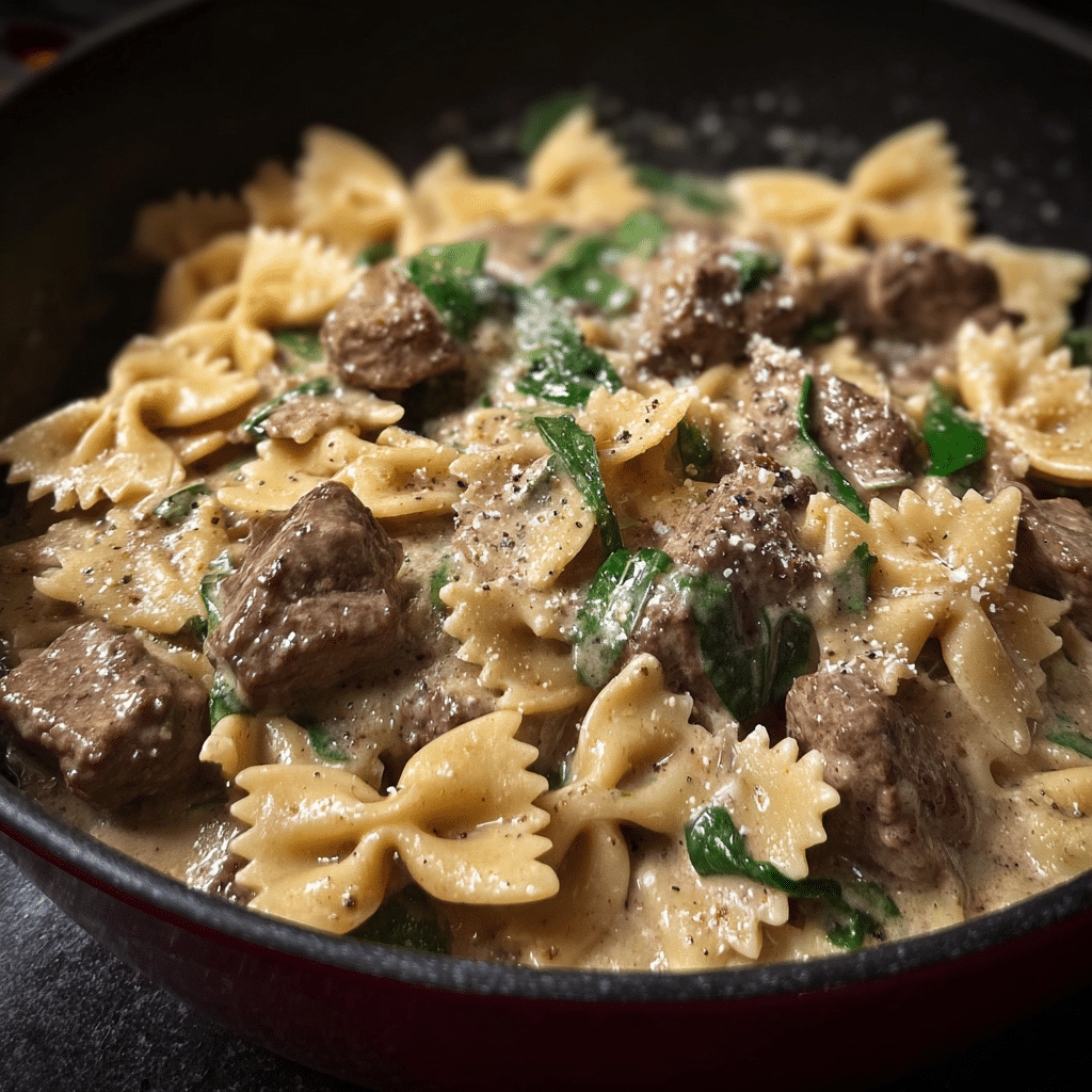 Creamy Beef and Bowtie Pasta
