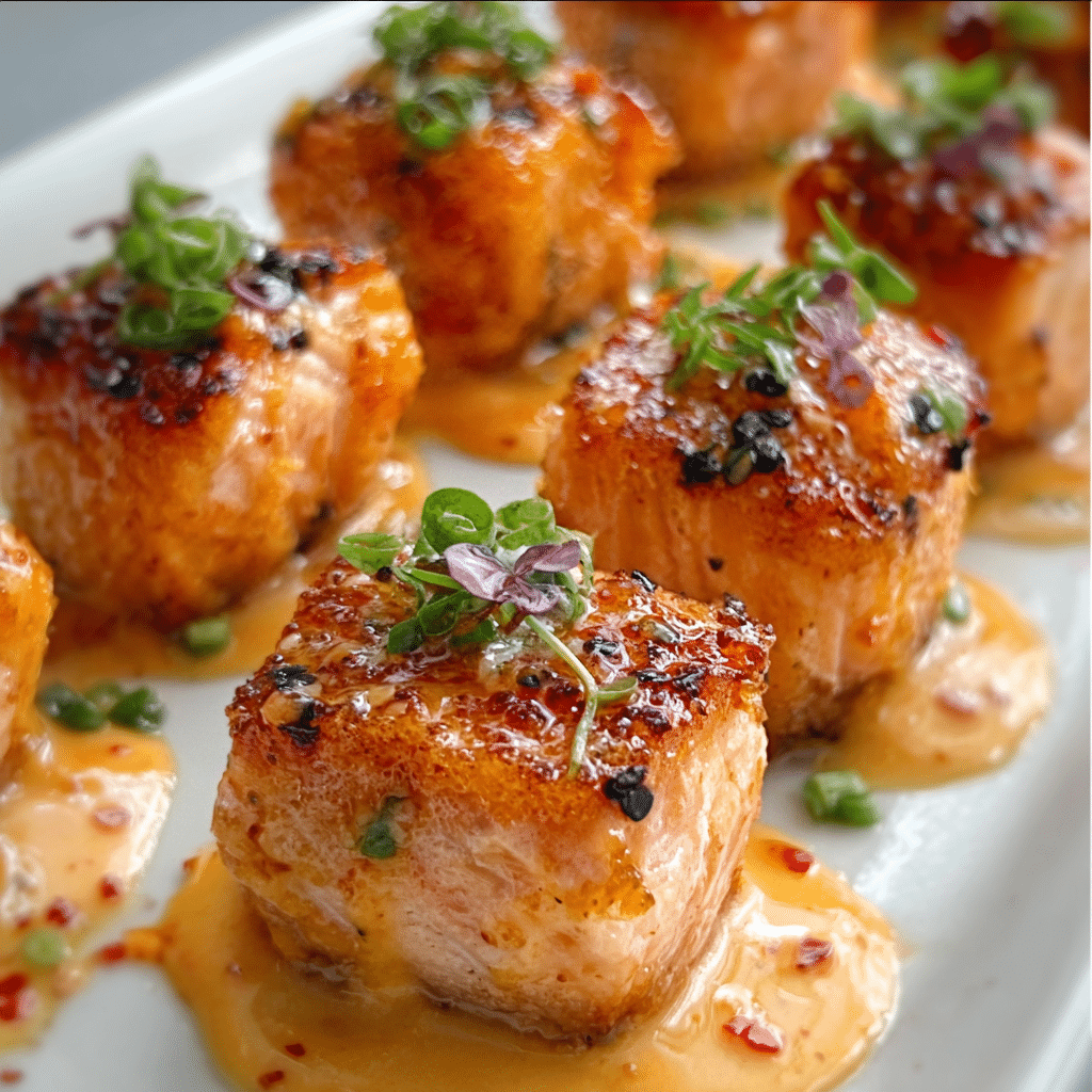 Air Fryer Bang Bang Salmon Bites