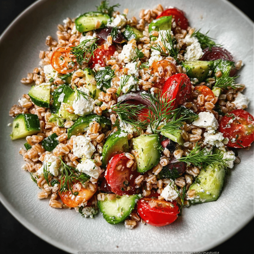 Farro Greek Salad with Feta and Dill
