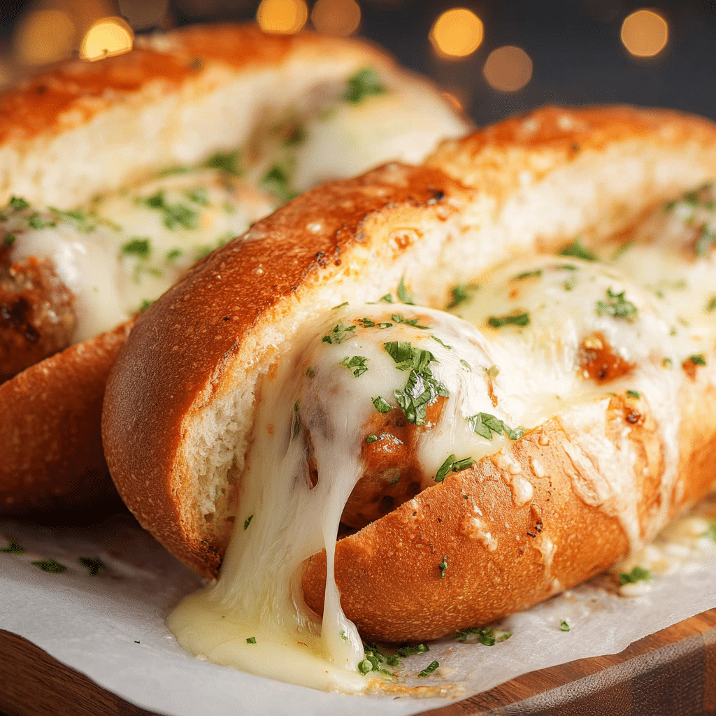 Meatball Subs with Cheese and Garlic Butter