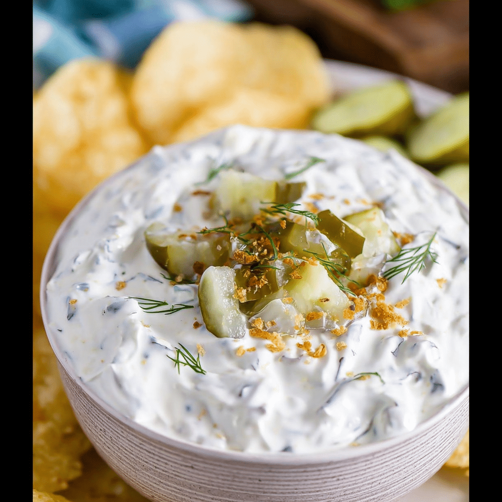 Pickle Ranch Dip with Crunchy Topping
