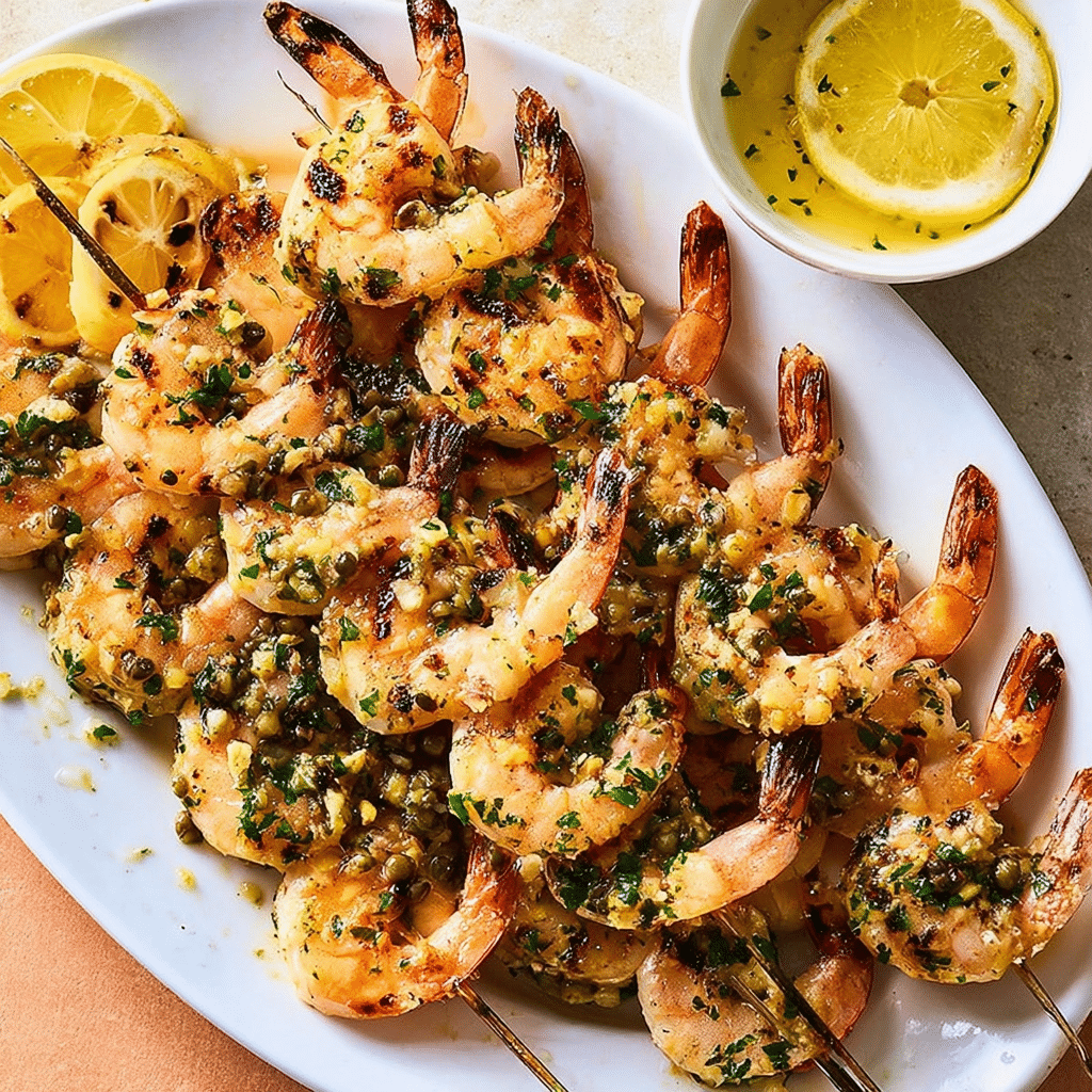 Grilled Shrimp Piccata Skewers