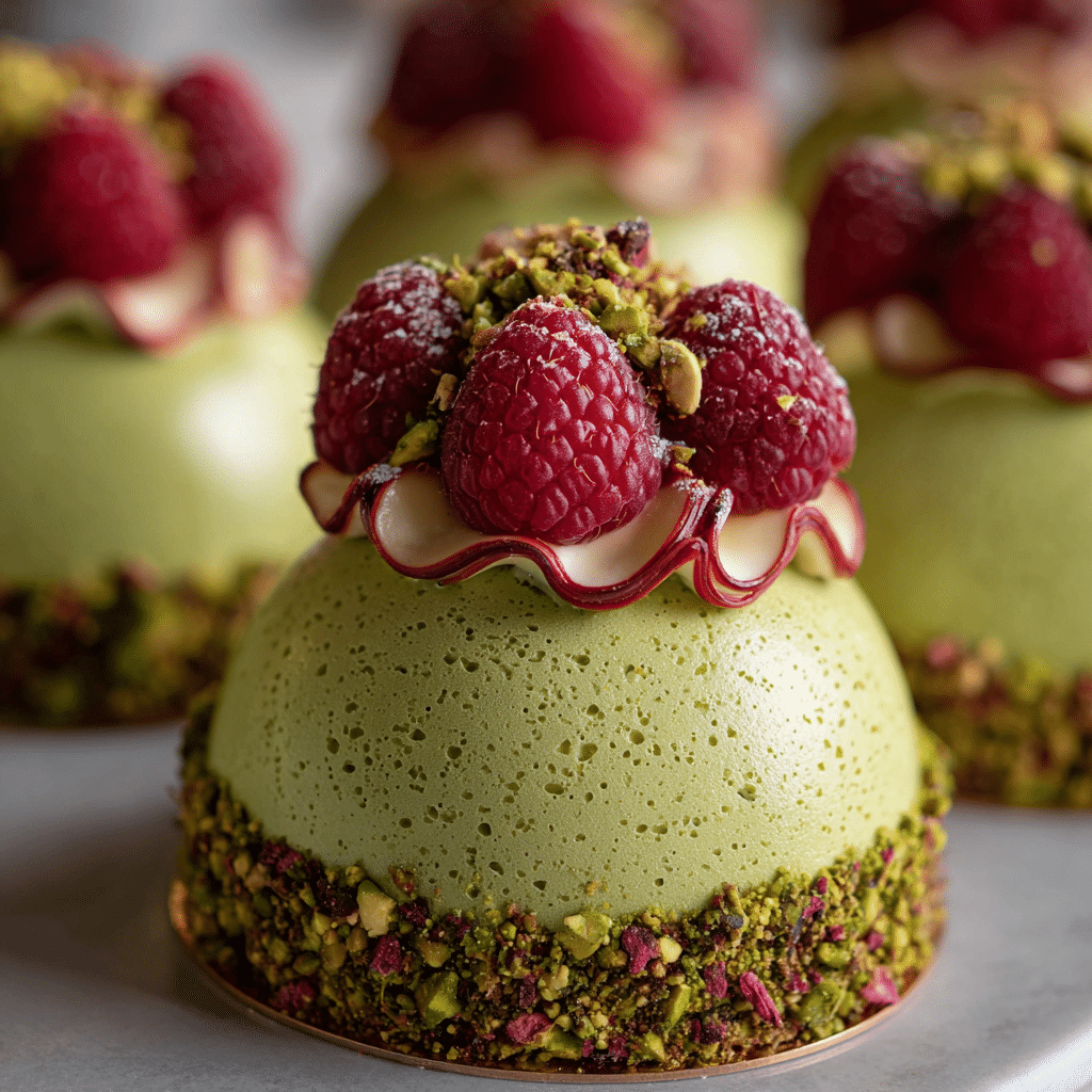 Pistachio & Raspberry Cheesecake Domes