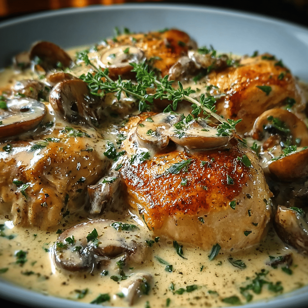 Creamy Chicken with Mushrooms and Dijon Sauce